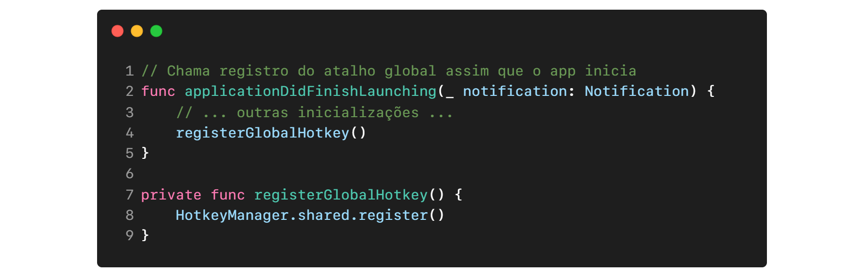 Trecho de AppDelegate.swift