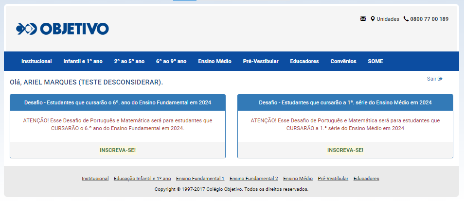 Fluxo antigo solicitando novamente a escolha da categoria do Desafio após o login