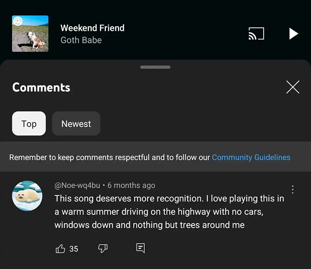 YouTube Music Comentários